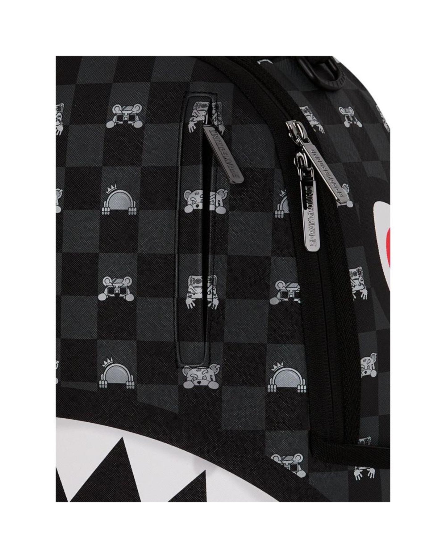 SPRAYGROUND GRAY PEEKING CHARACTER CHECK BACKPACK