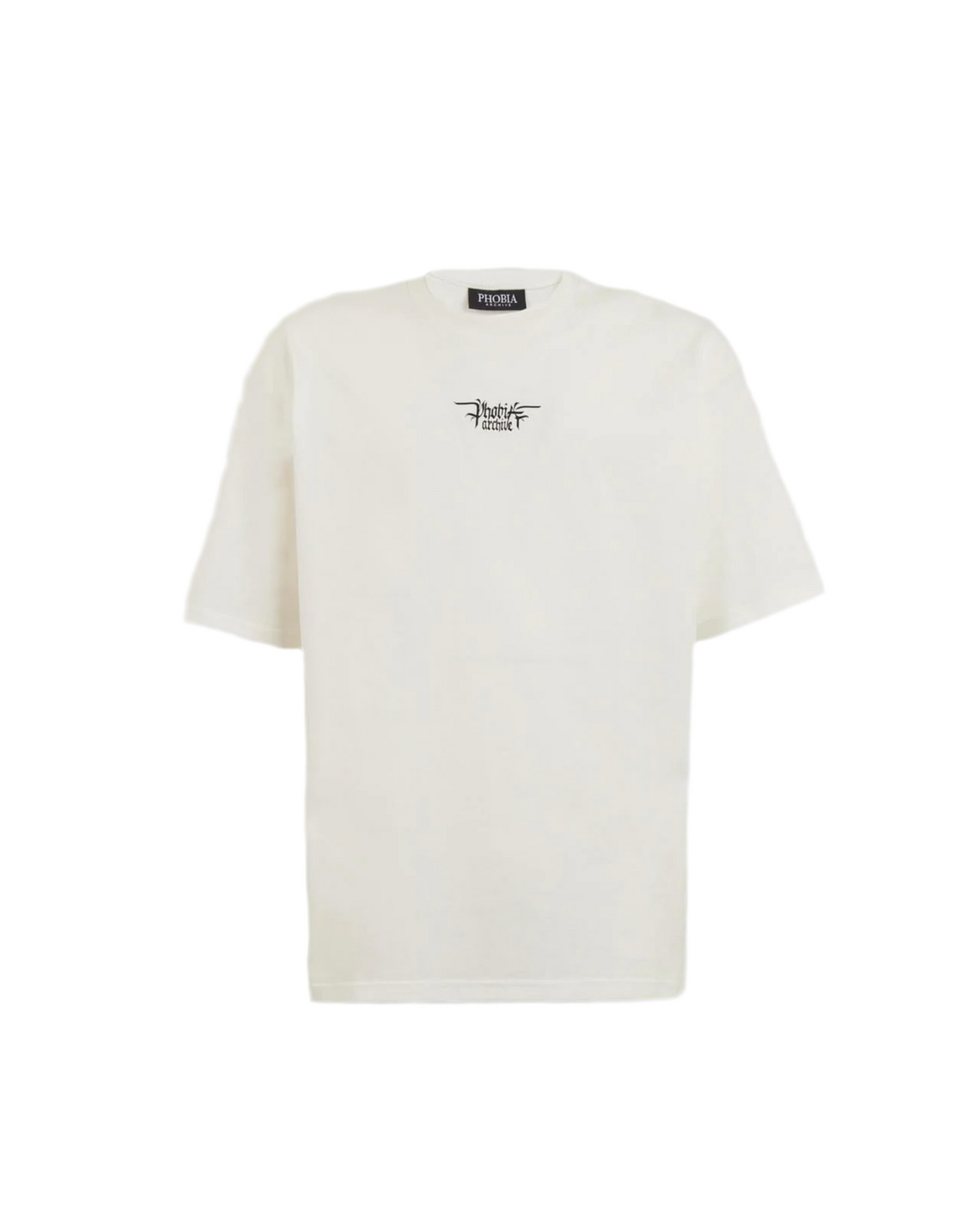 Phobia WHITE T-SHIRT WITH FRONT LOGO PRINT AND BACK SKULL PRINT