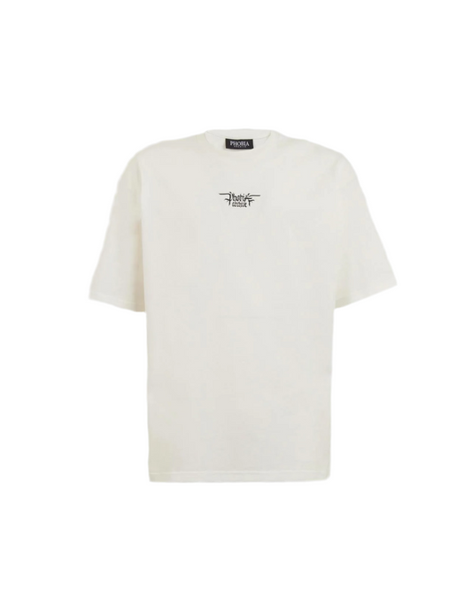 Phobia WHITE T-SHIRT WITH FRONT LOGO PRINT AND BACK SKULL PRINT