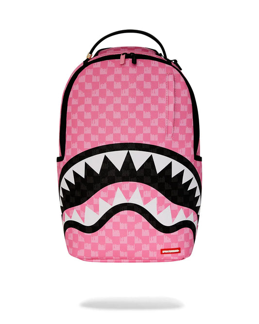 PINK AND BLACK DRIP CHECK BACKPACK