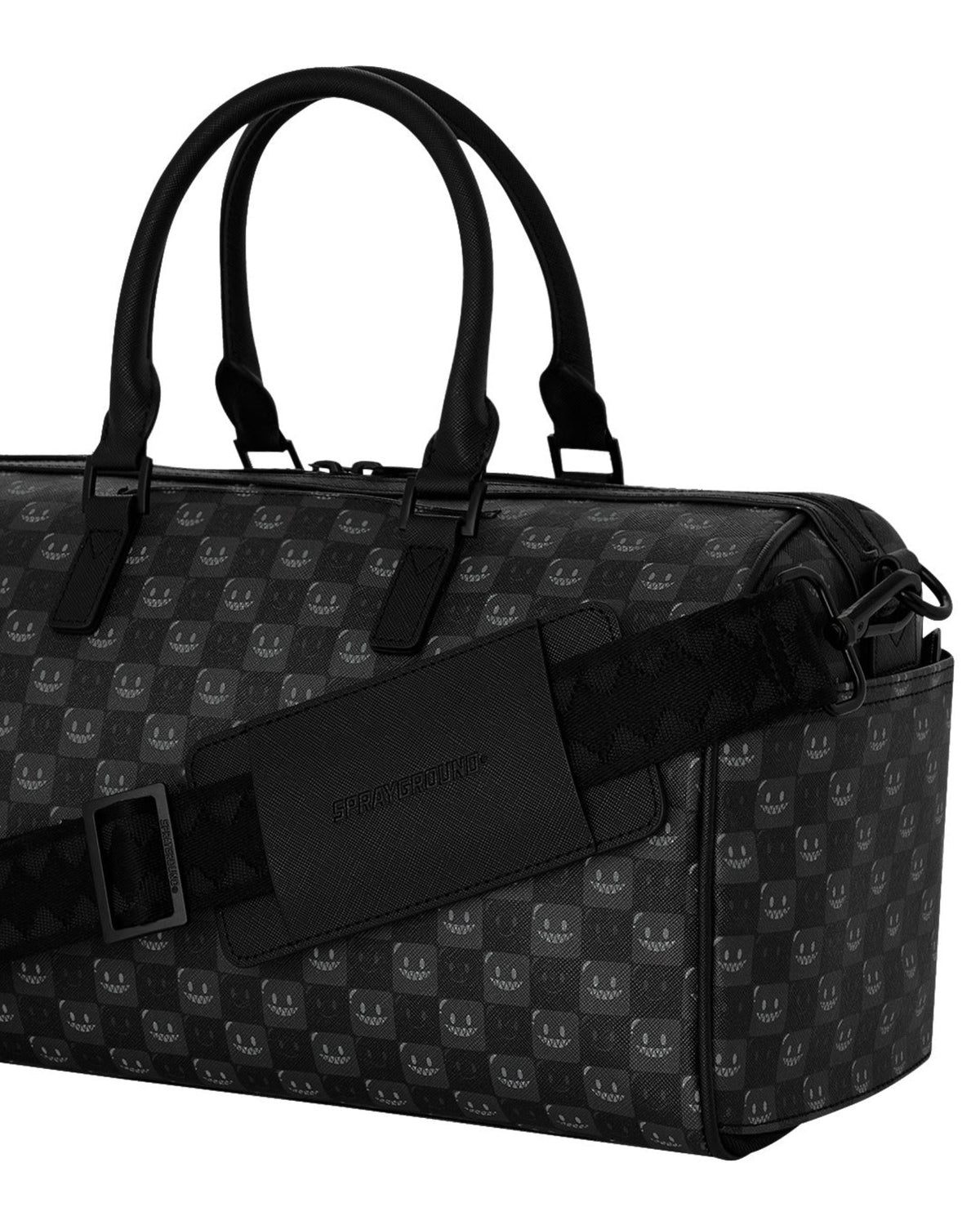 SPRAYGROUND SHARKS IN PARIS WTF BUBBLY BLACK CHECK MINI DUFFLE
