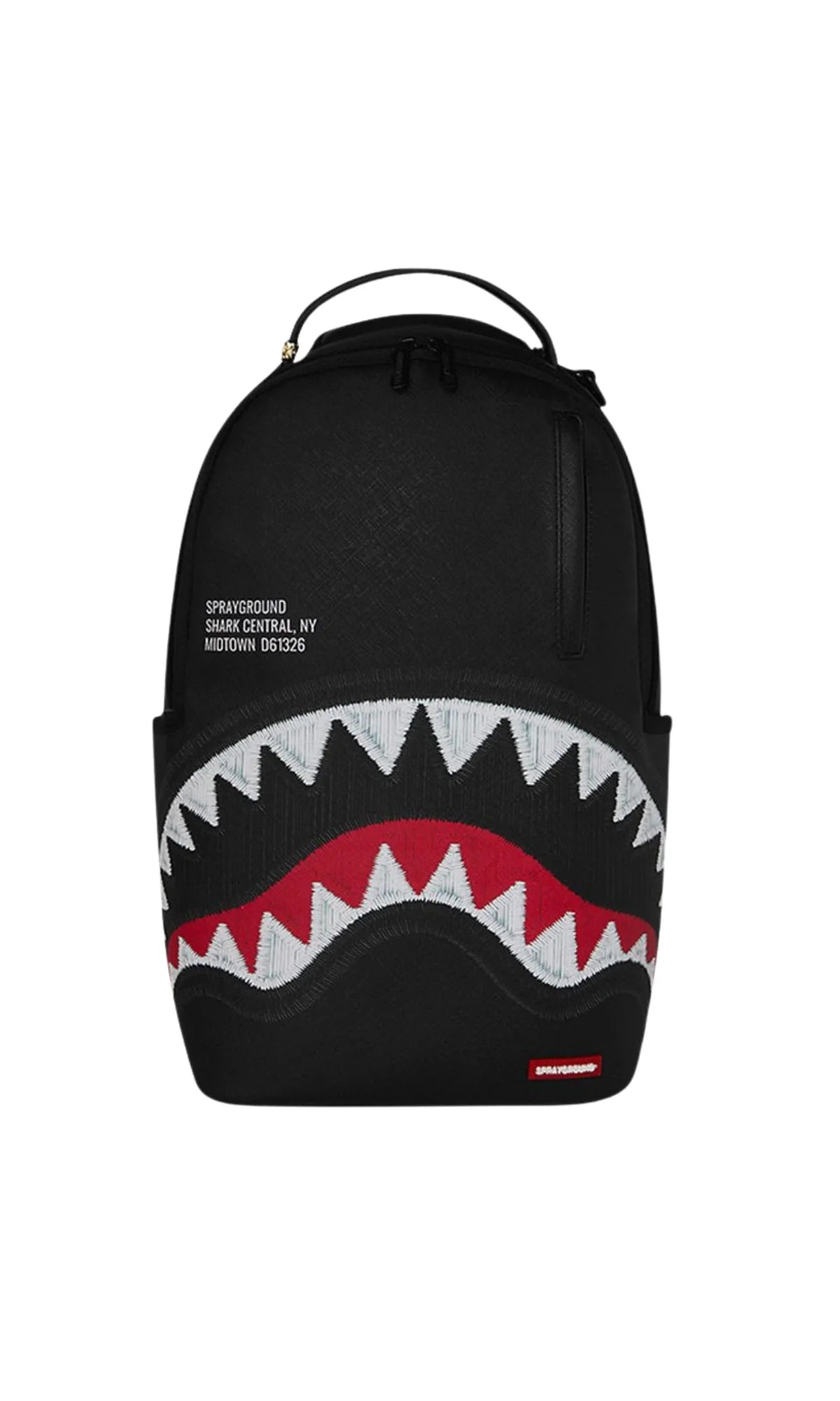 SPRAYGROUND SHARK CENTRAL BLACK EMBROIDERED SHARK BACKPACK