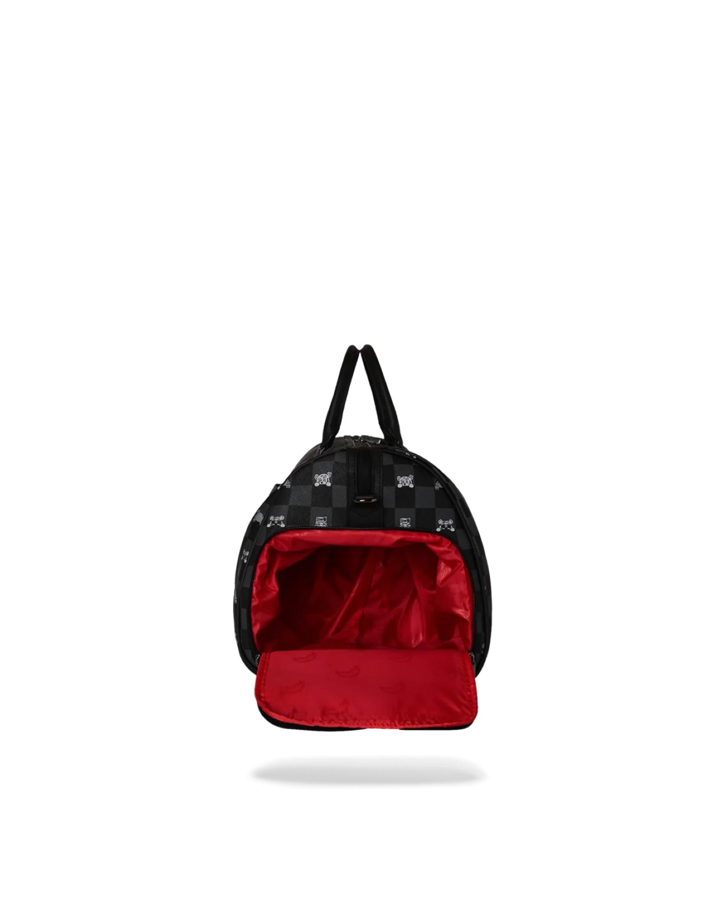 SPRAYGROUND GRAY PEEKING CHARACTER CHECK DUFFLE