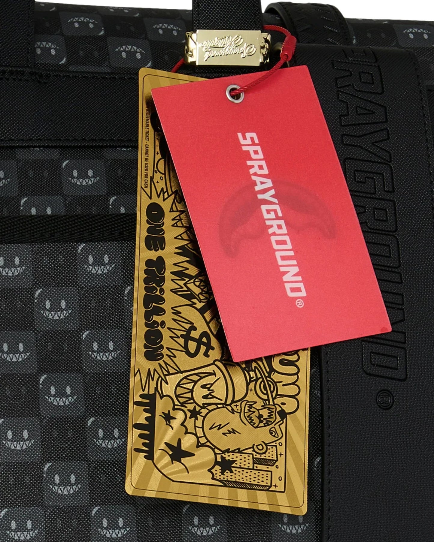 SPRAYGROUND SHARKS IN PARIS WTF BUBBLY BLACK CHECK MONTE CARLO