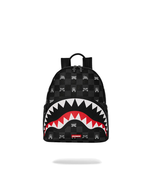 SPRAYGROUND GRAY PEEKING CHARACTER CHECK SAVAGE BACKPACK