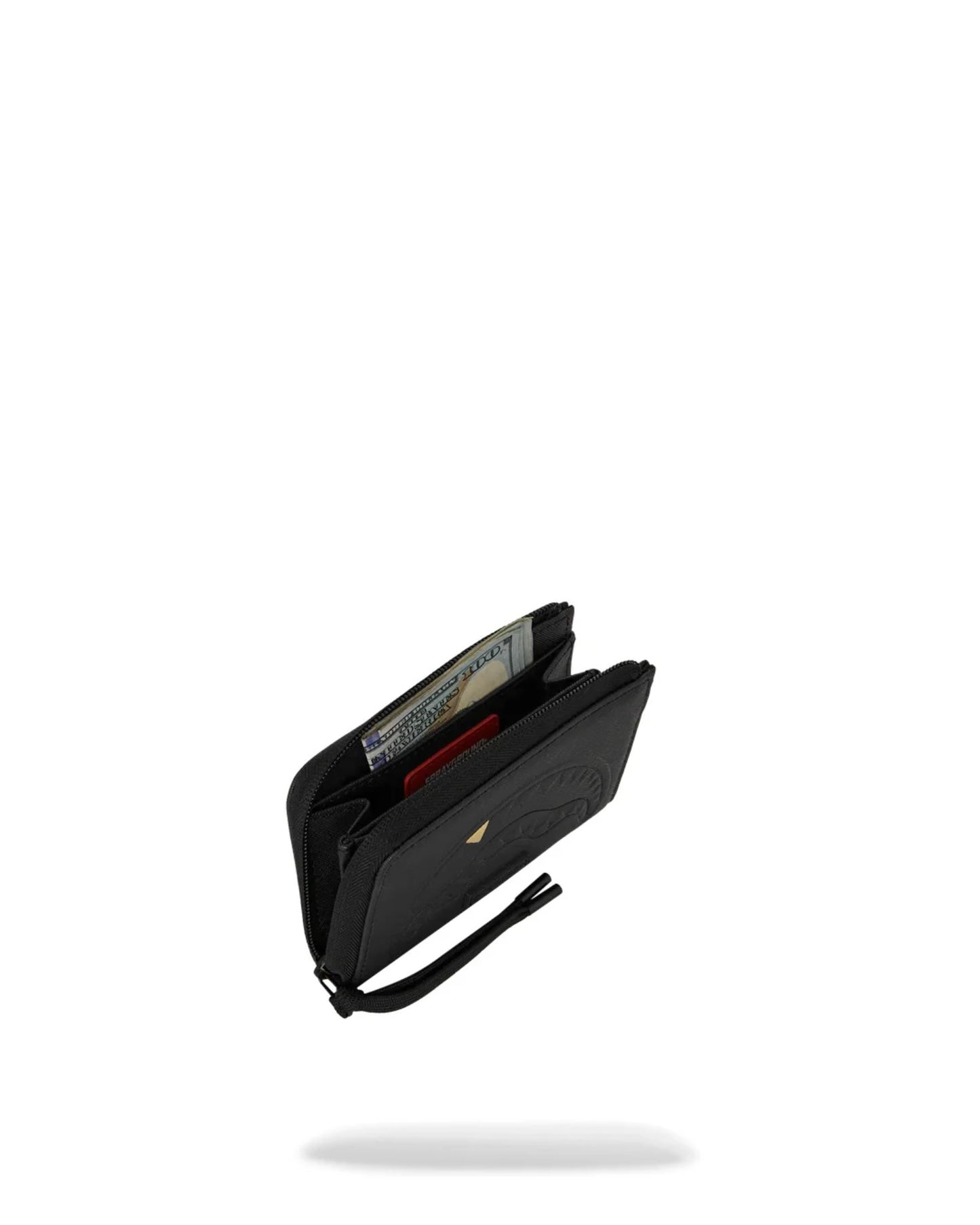 SPRAYGROUND BLACKED OUT EMBOSSED GOLD TOOTH WALLET