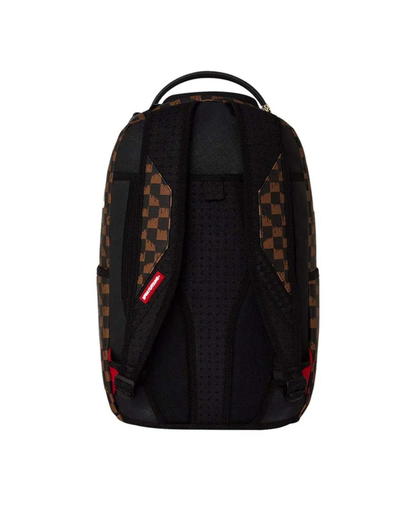 SPRAYGROUND BROWN AND CREAM DRIP CHECK SHARK BACKPACK