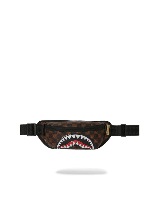 SPRAYGROUND SHARKS IN PARIS WTF BUBBLE BROWN CHECK CROSSBODY