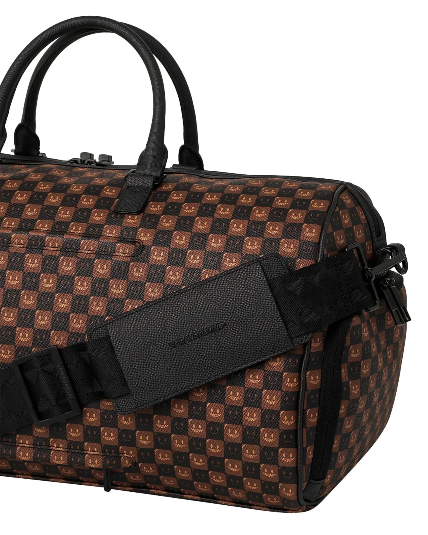 SPRAYGROUND SHARKS IN PARIS WTF BUBBLE BROWN CHECK DUFFLE