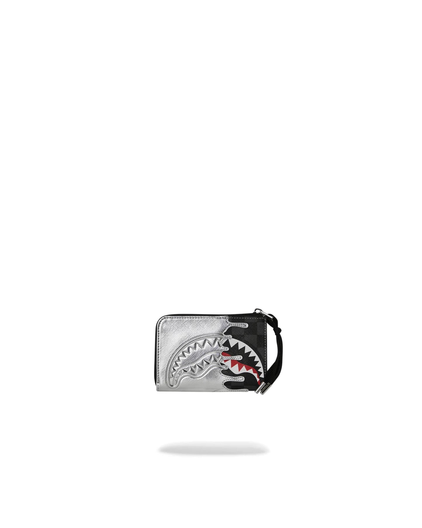 SPRAYGROUND SILVER SIDE DRIP BLACK CHECK WALLET