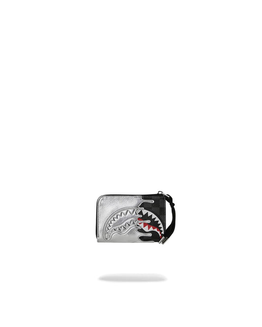SPRAYGROUND SILVER SIDE DRIP BLACK CHECK WALLET