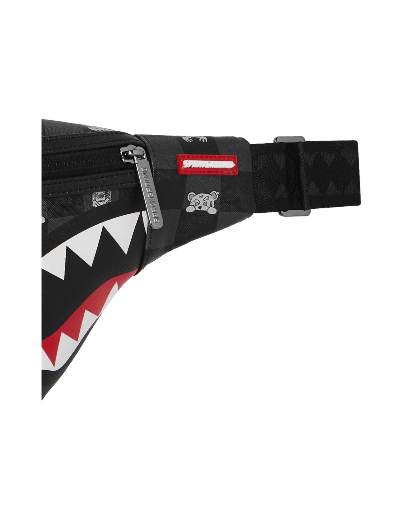 SPRAYGROUND GREY PEEKING CHARACTER CHECK CROSSBODY SAVVY
