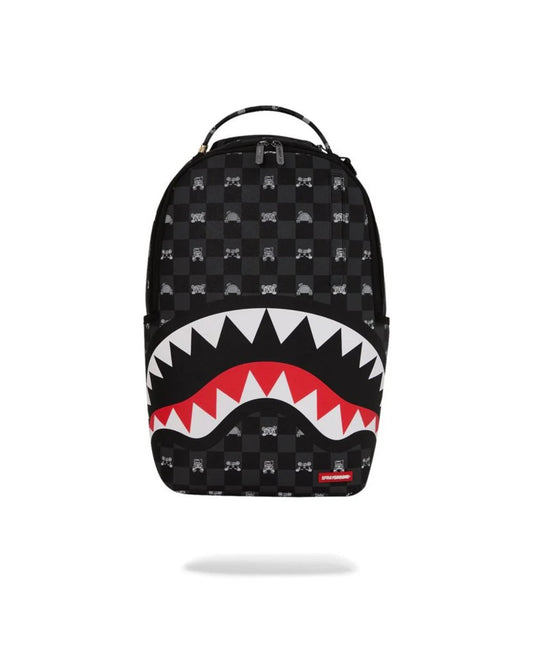 SPRAYGROUND GRAY PEEKING CHARACTER CHECK BACKPACK