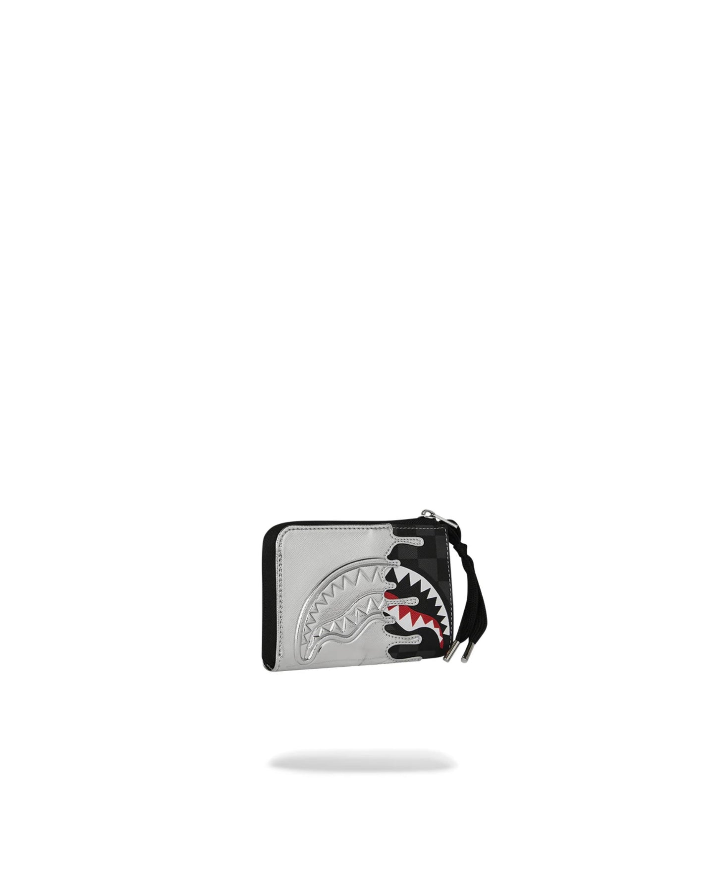 SPRAYGROUND SILVER SIDE DRIP BLACK CHECK WALLET