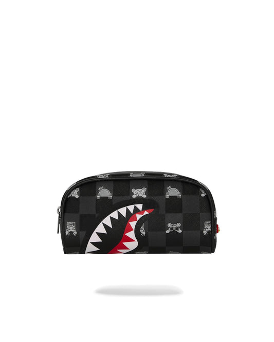 SPRAYGROUND GRAY PEEKING CHARACTER CHECK POUCH