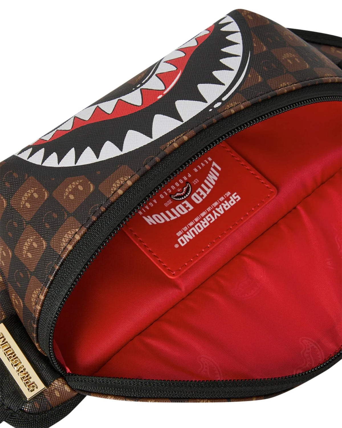 SPRAYGROUND SHARKS IN PARIS WTF BUBBLE BROWN CHECK CROSSBODY