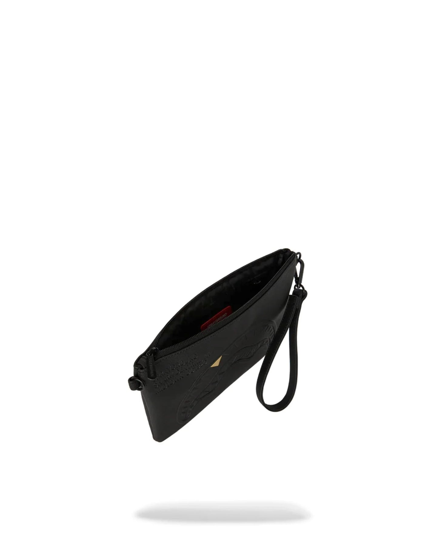 SPRAYGROUND BLACKED OUT EMBOSSED GOLD TOOTH CROSSOVER CLUTCH