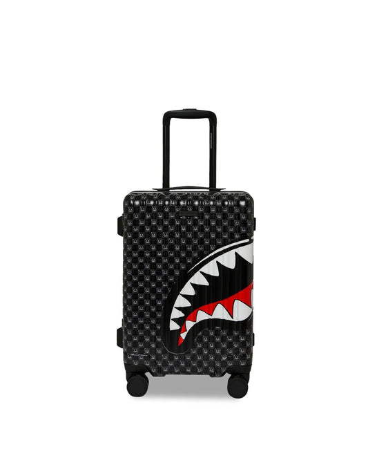 SPRAYGROUND SHARKS IN PARIS WTF BUBBLY BLACK CHECK CARRY-ON LUGGAGE