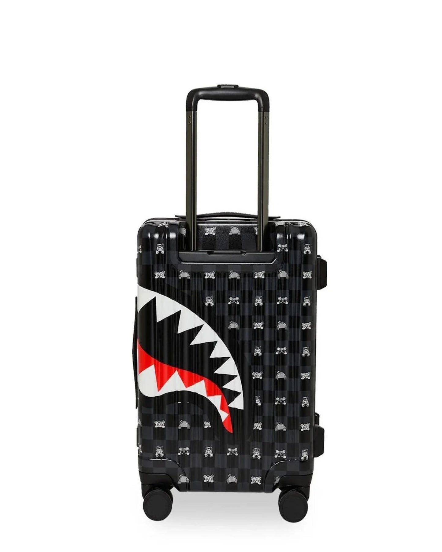 SPRAYGROUND GRAY PEEKING CHARACTER CHECK CARRY ON LUGGAGE