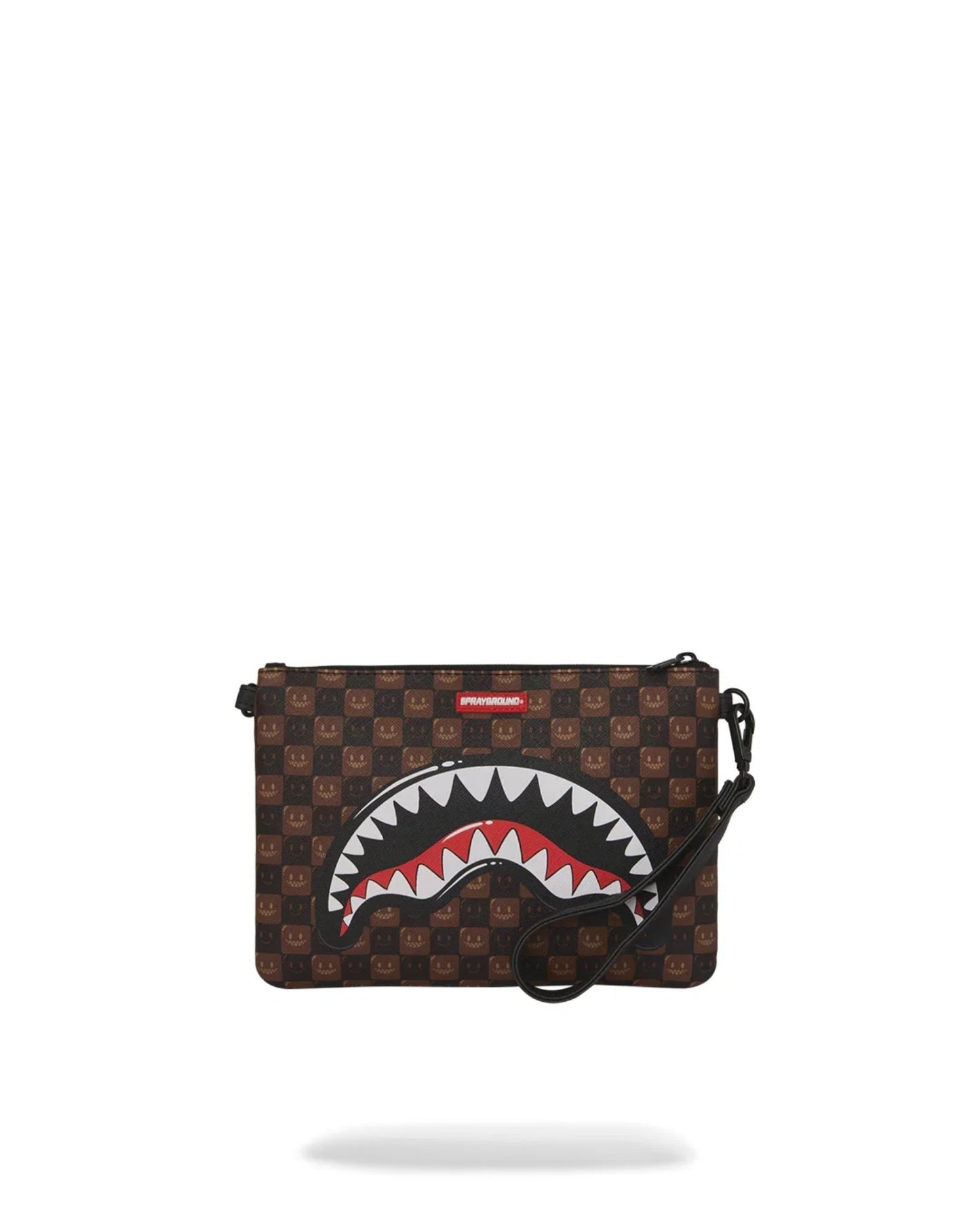 SPRAYGROUND SHARKS IN PARIS WTF BUBBLE BROWN CHECK CROSSOVER CLUTCH