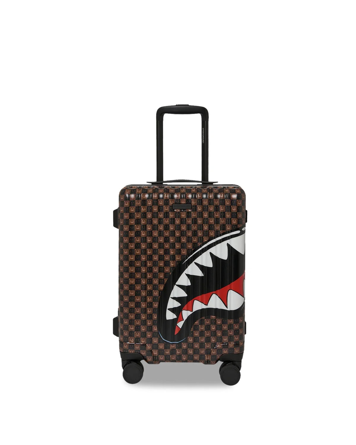 SPRAYGROUND SHARKS IN PARIS WTF BUBBLE BROWN CHECK CARRY-ON LUGGAGE
