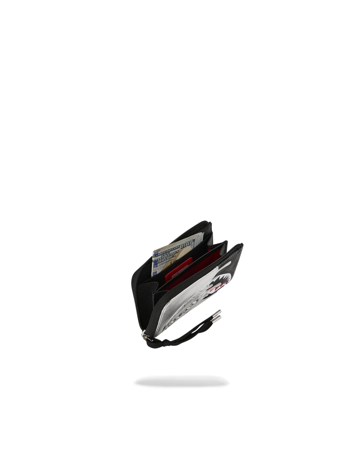 SPRAYGROUND SILVER SIDE DRIP BLACK CHECK WALLET