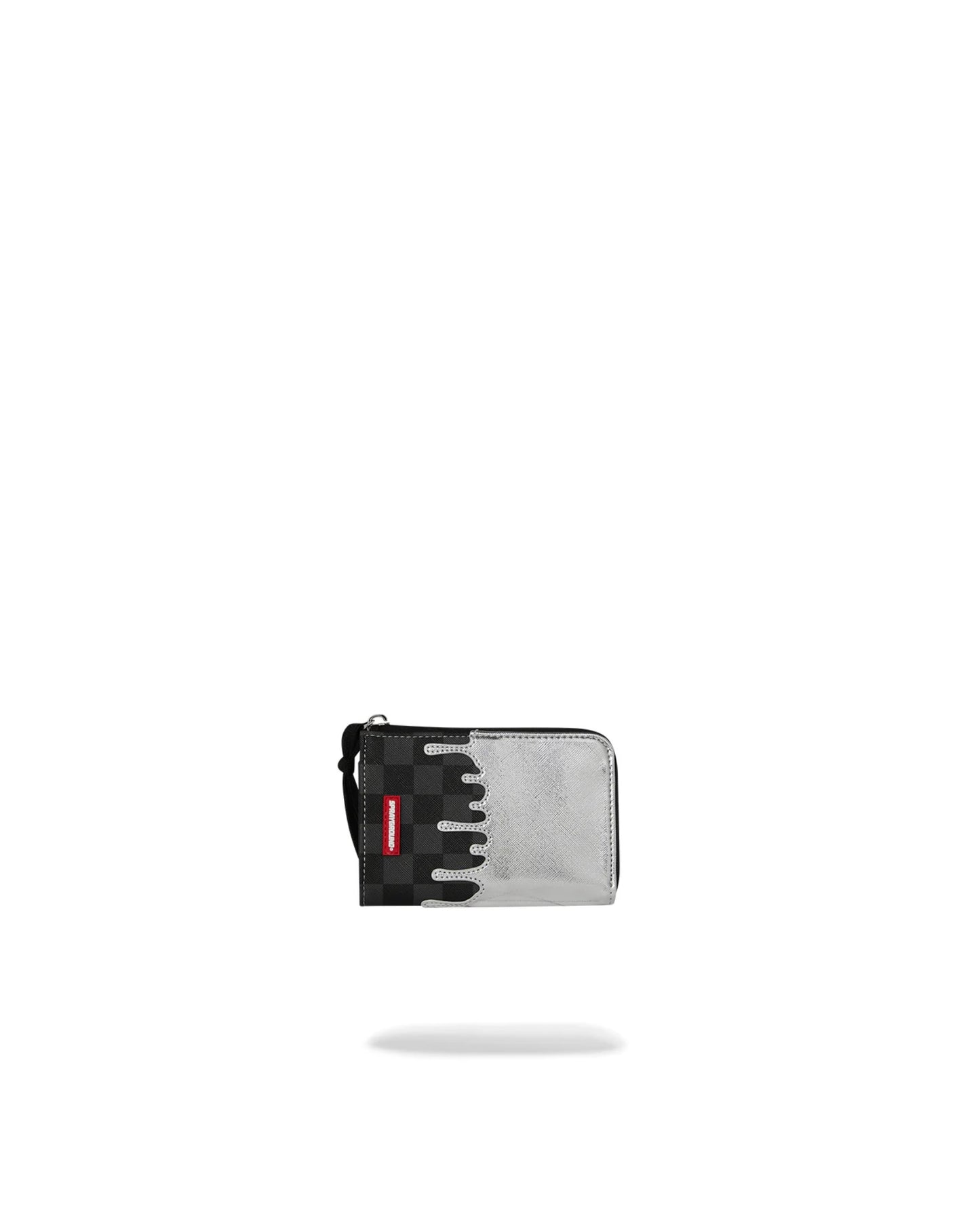 SPRAYGROUND SILVER SIDE DRIP BLACK CHECK WALLET