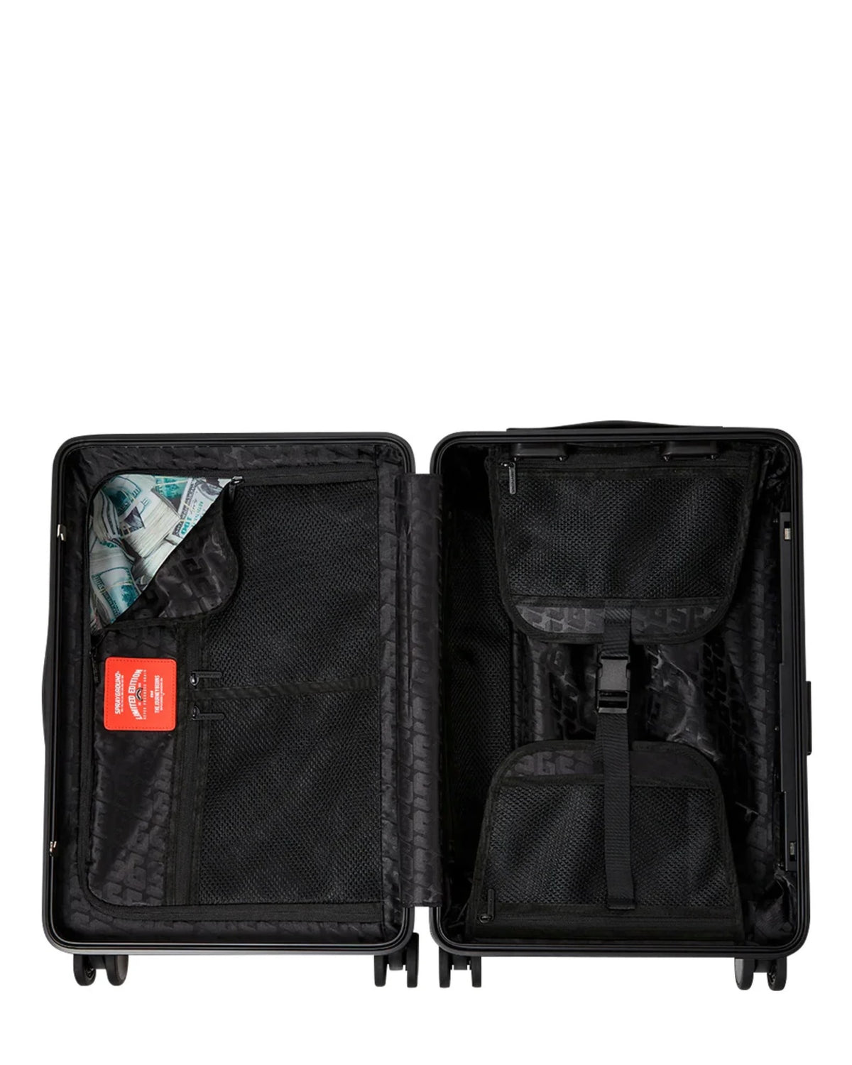 SPRAYGROUND CENTER RIP REVEALING GRAY CHECK CARRY-ON LUGGAGE