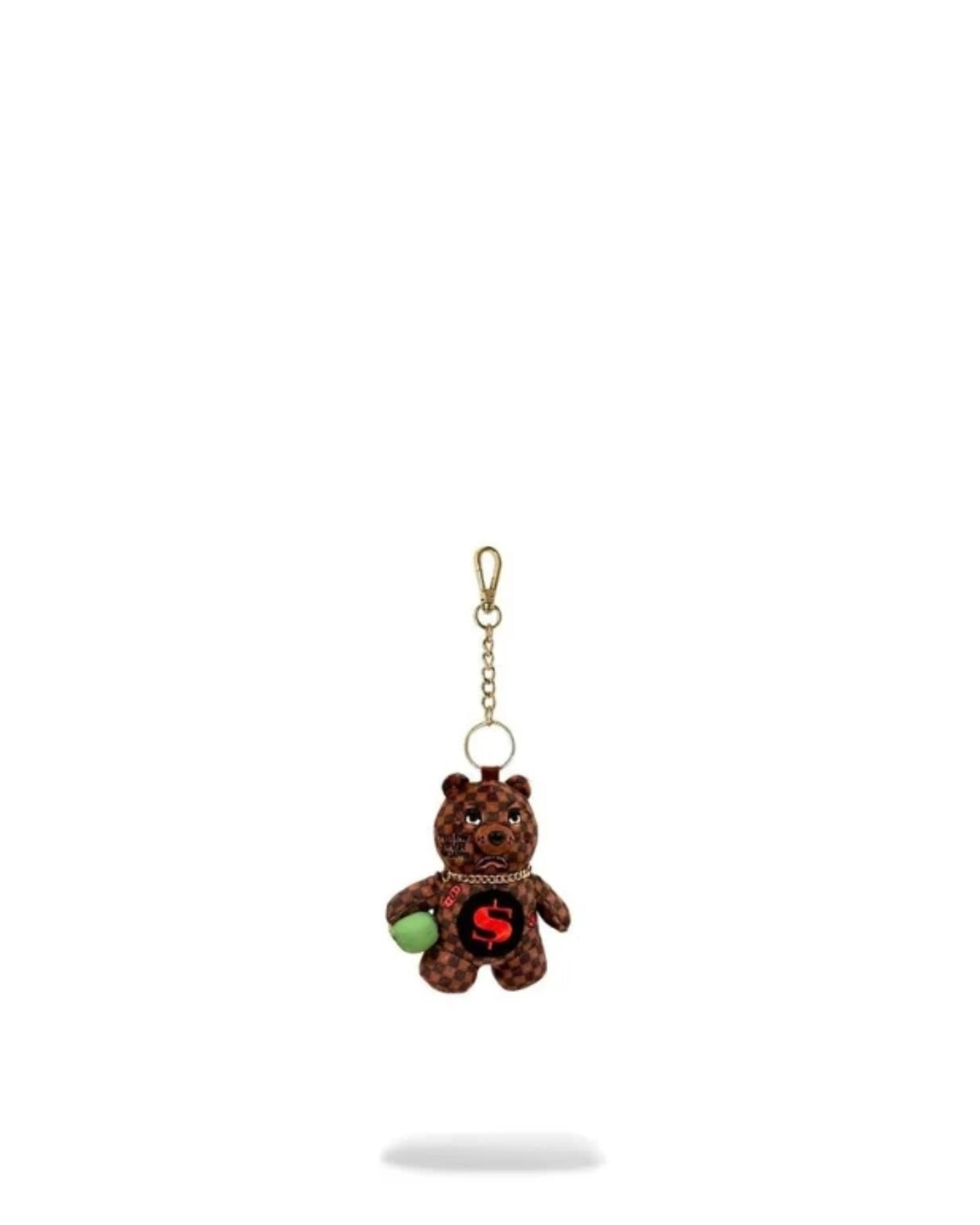 SPRAYGROUND SIP WTF BUBBLY BROWN CHECK BEAR KEYCHAIN
