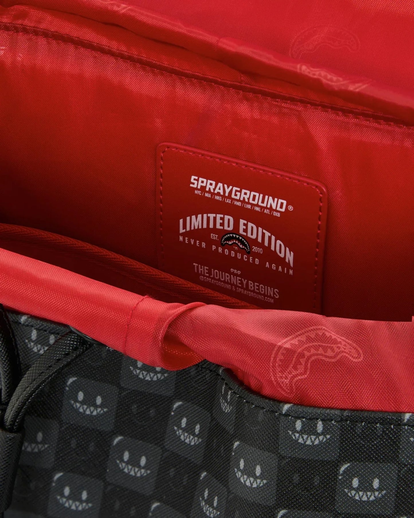 SPRAYGROUND SHARKS IN PARIS WTF BUBBLY BLACK CHECK MONTE CARLO
