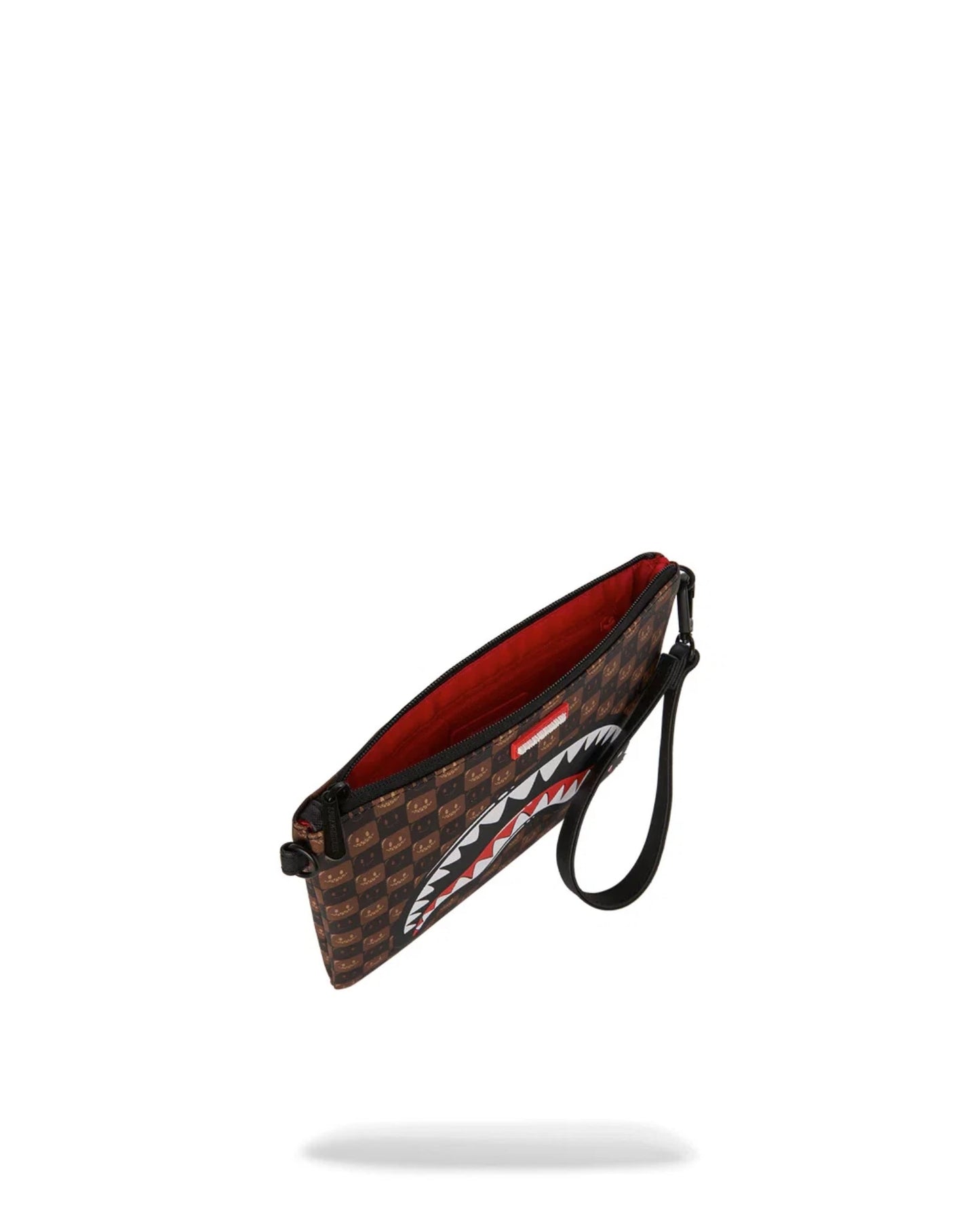 SPRAYGROUND SHARKS IN PARIS WTF BUBBLE BROWN CHECK CROSSOVER CLUTCH