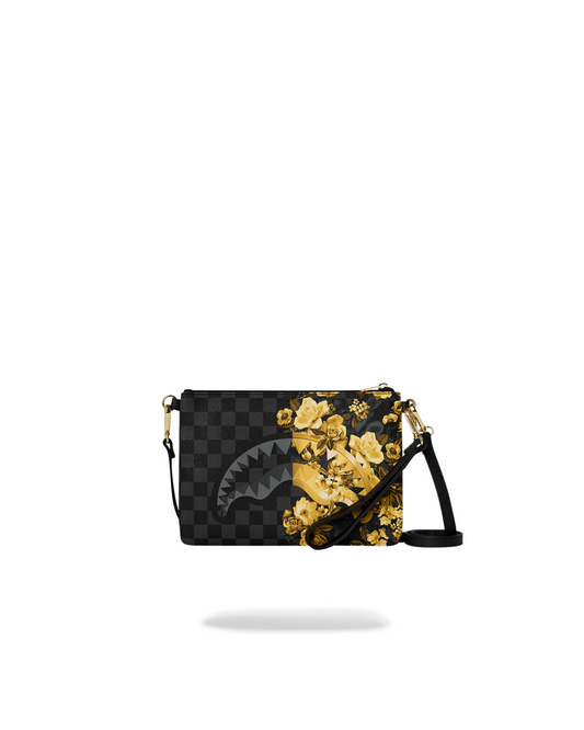 SPRAYGROUND GOLD FLORAL REMIX CROSSOVER CLUTCH