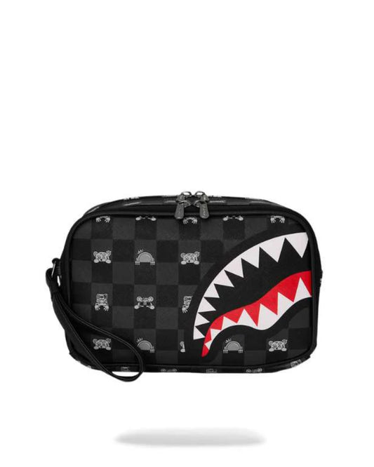 SPRAYGROUND GRAY PEEKING CHARACTER CHECK TOILETRY BRICK