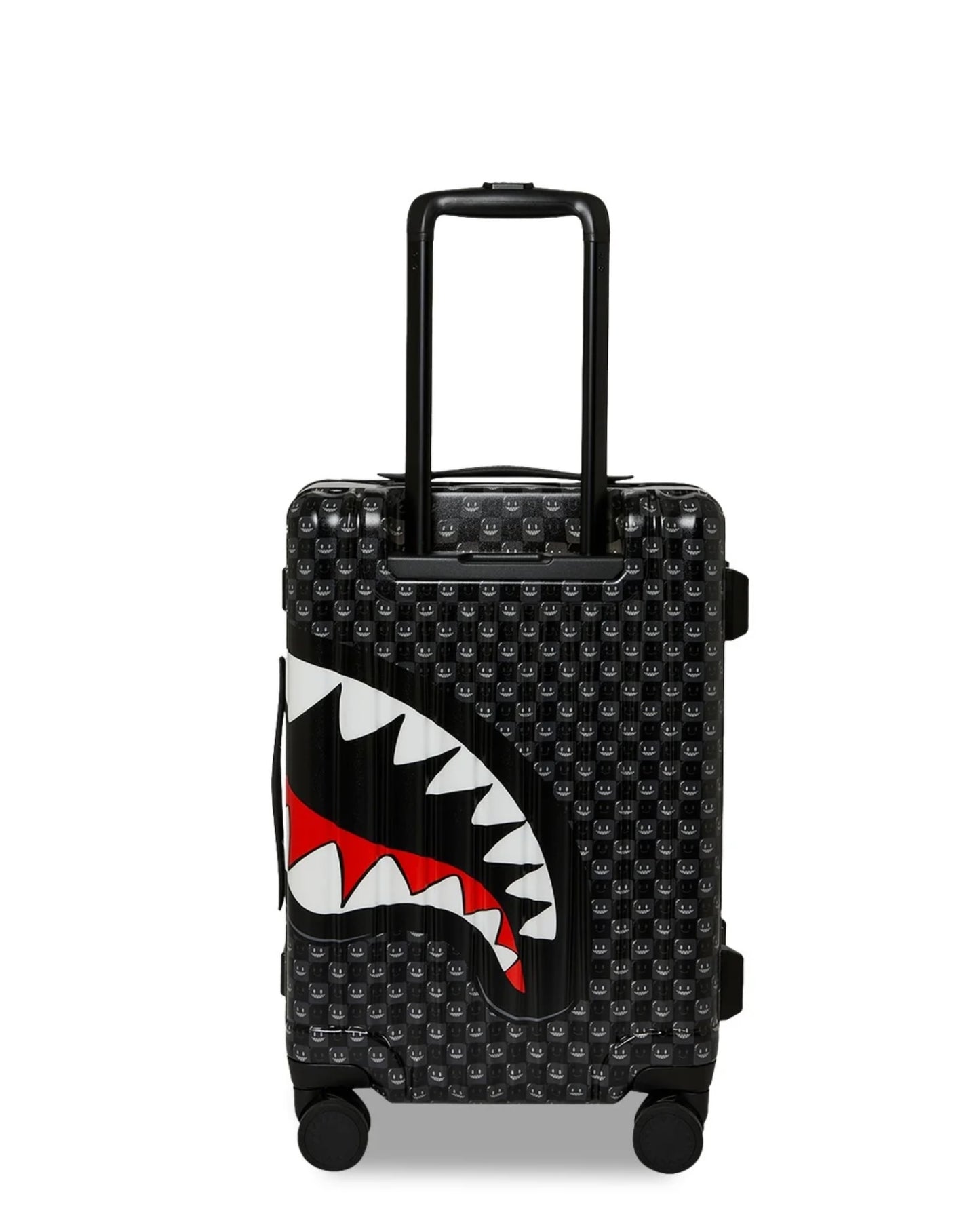 SPRAYGROUND SHARKS IN PARIS WTF BUBBLY BLACK CHECK CARRY-ON LUGGAGE