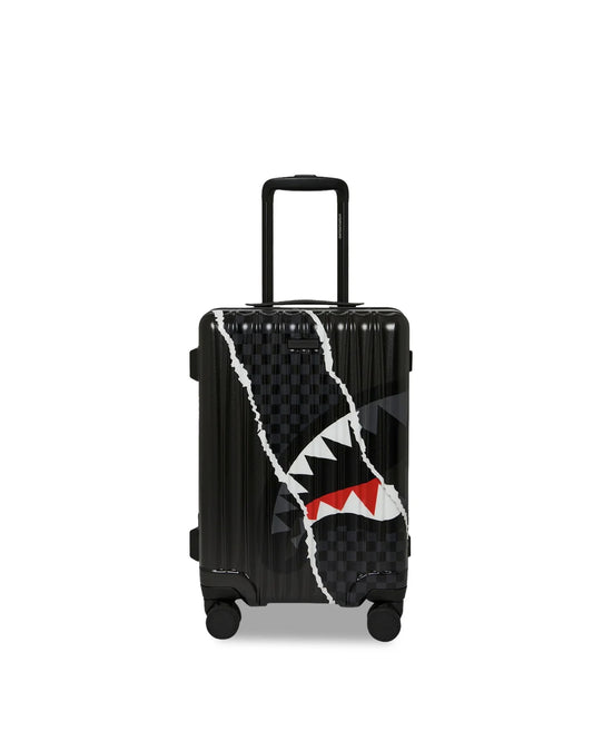 SPRAYGROUND CENTER RIP REVEALING GRAY CHECK CARRY-ON LUGGAGE
