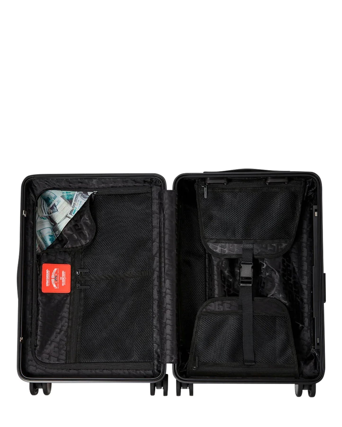 SPRAYGROUND SHARKS IN PARIS WTF BUBBLE BROWN CHECK CARRY-ON LUGGAGE
