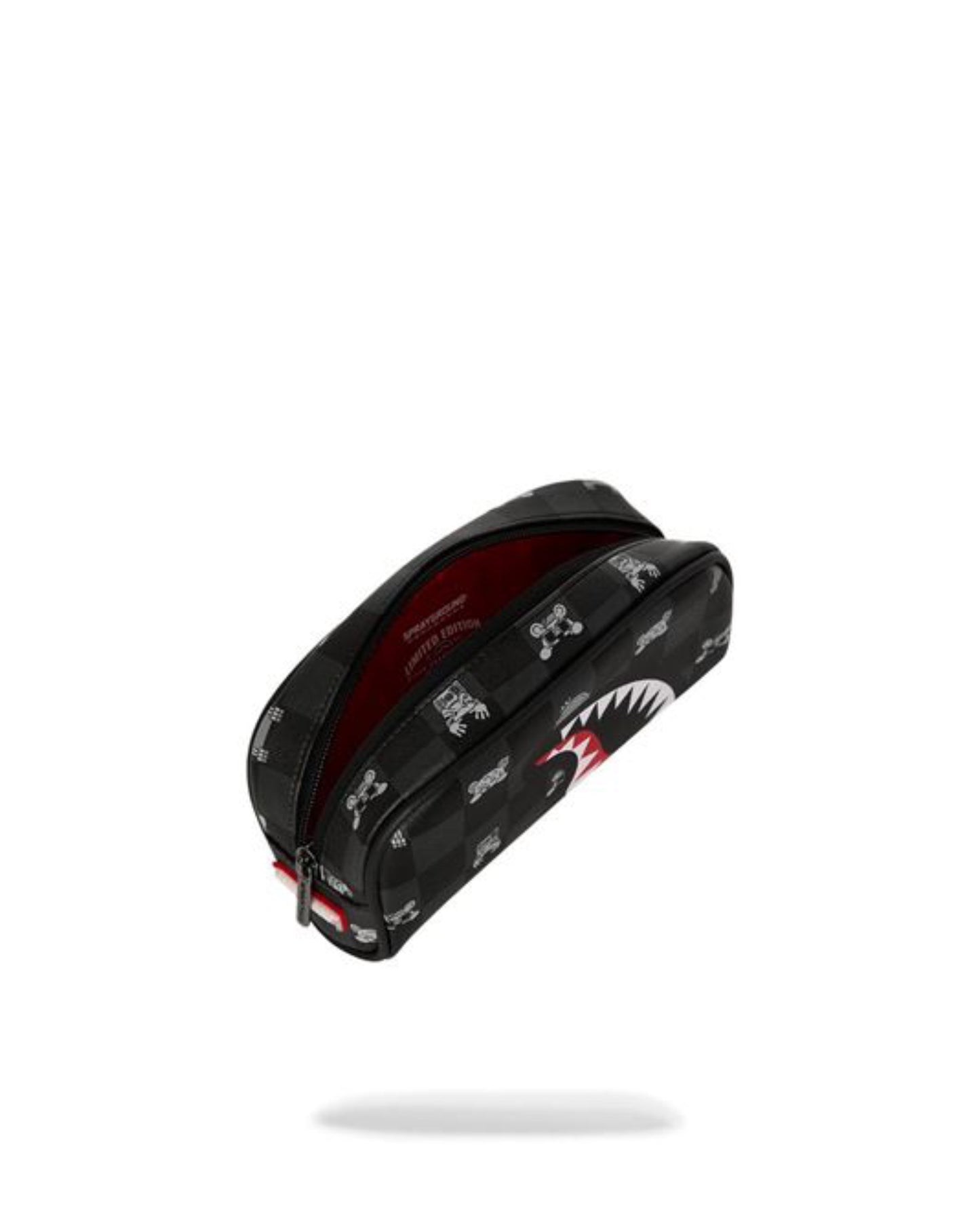 SPRAYGROUND GRAY PEEKING CHARACTER CHECK POUCH